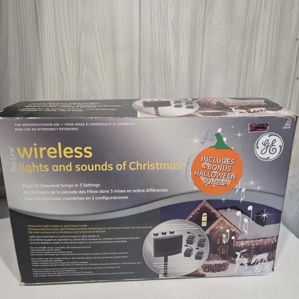 GE Pro Line Wireless Lights & Sounds Of Christmas Transmitter 4 Receivers 2008